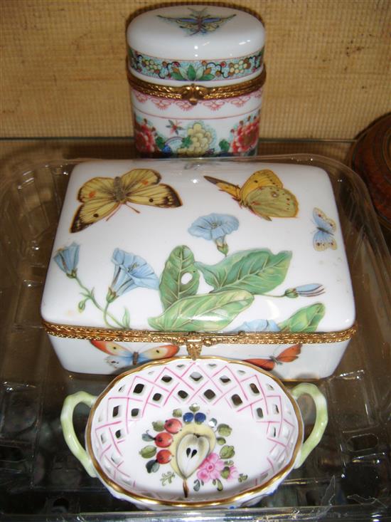 Limoges casket and other small decorative ceramics